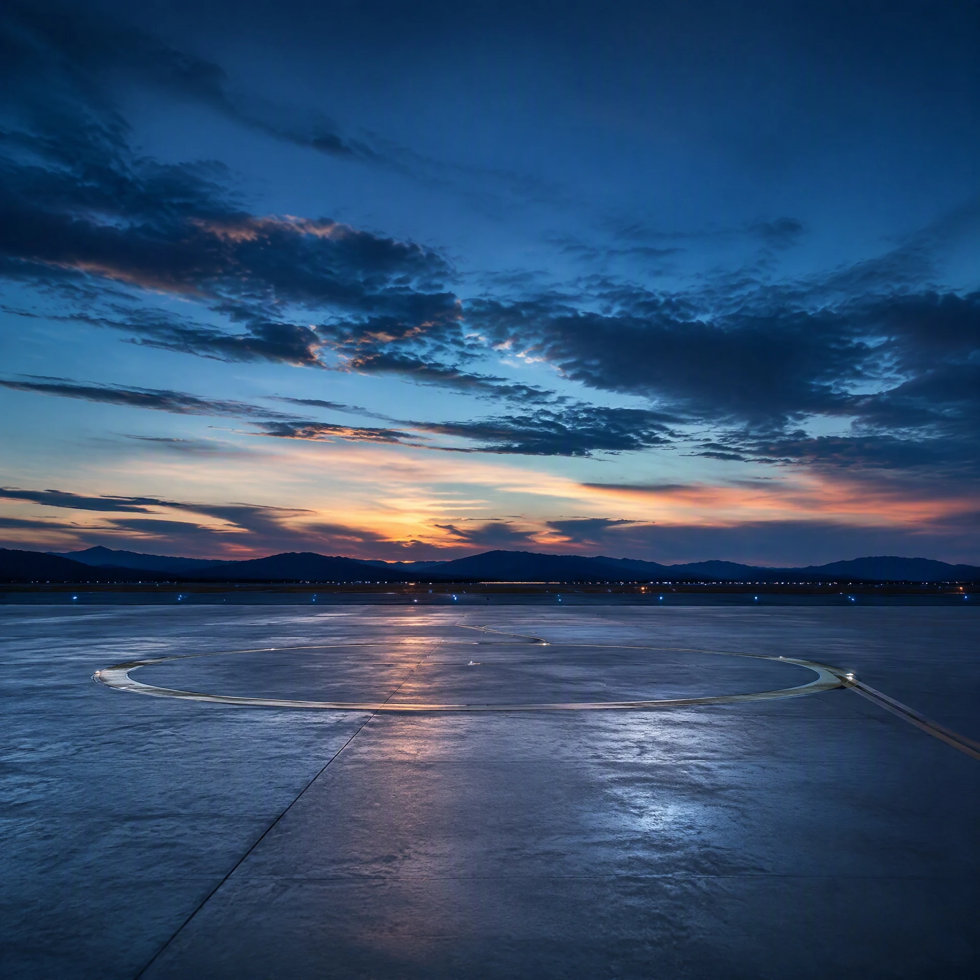 F35-11 gold camouflage fighter-shaped toy drone with four illuminated protected rotors above a twilight airfield